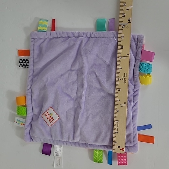 Taggies Pink & Purple Floral Fleece Security Blanket / Lovey with Silicone Tags - Picture 3 of 7